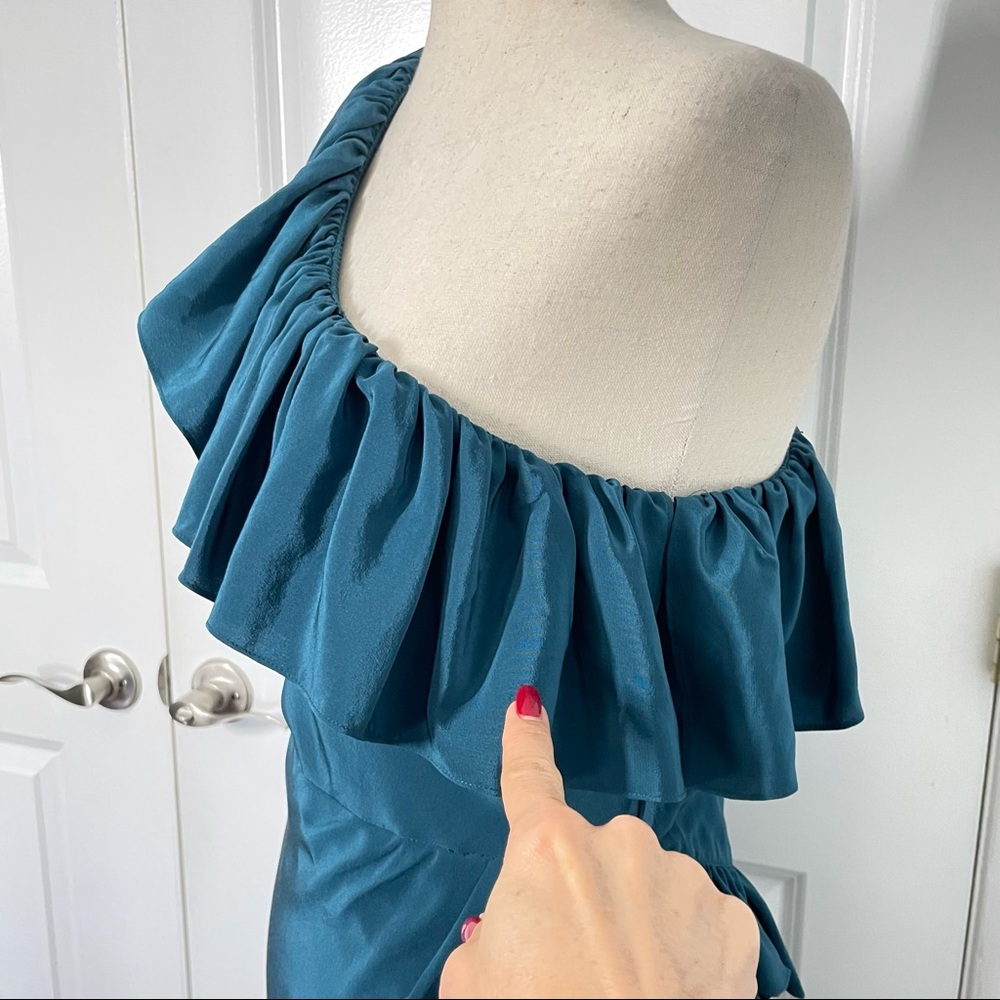 Jill Stuart Collection 100% Silk Ruffle One Shoulder Dress size 4 NWT - Picture 10 of 15